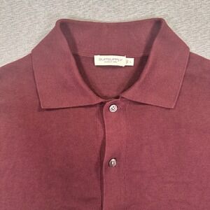 Suitsupply Knit Button Up Shirt Mens L Maroon Silk Blend Preppy Casual Business